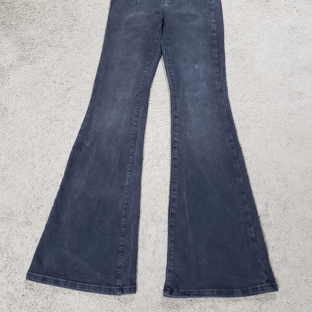 Free People Jeans 27 Black Jayde Flare Bell Bottom Boho Casual Festival 70s - Picture 6 of 14